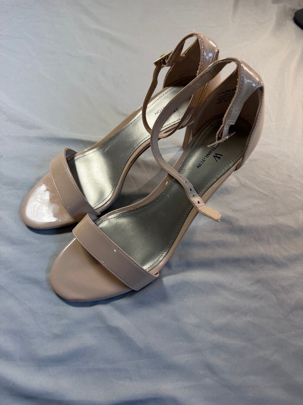 Worthington beige patent ankle-strap high heels open toe dress 9.5